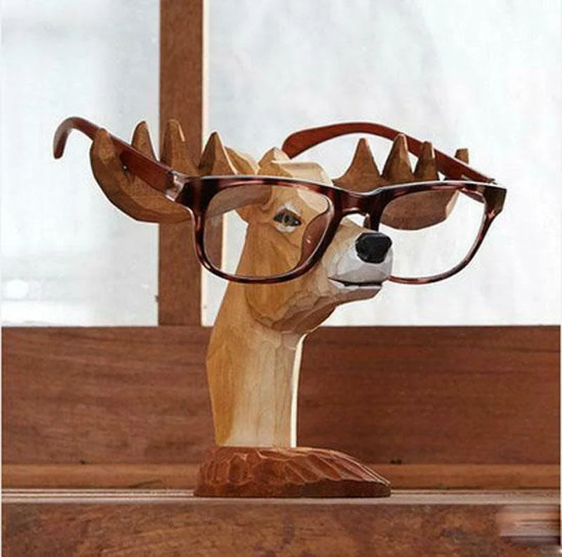 Handmade Carved Wooden Horse Head Eye Glass Holder wood Glasses Stand Deer/Horse
